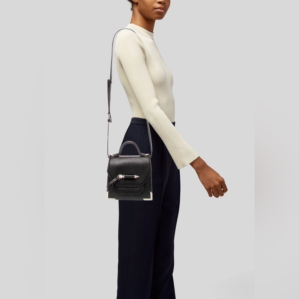 Mackage Mini Rubie Arrow Leather Crossbody Bag in Black & Rose Gold